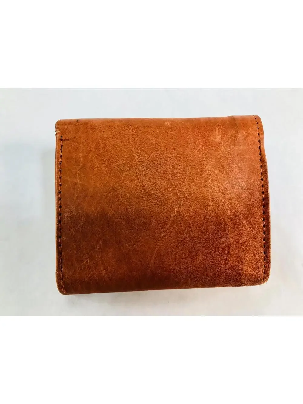 Genuine Leather Hand Made Tri-Fold Wallet Brown